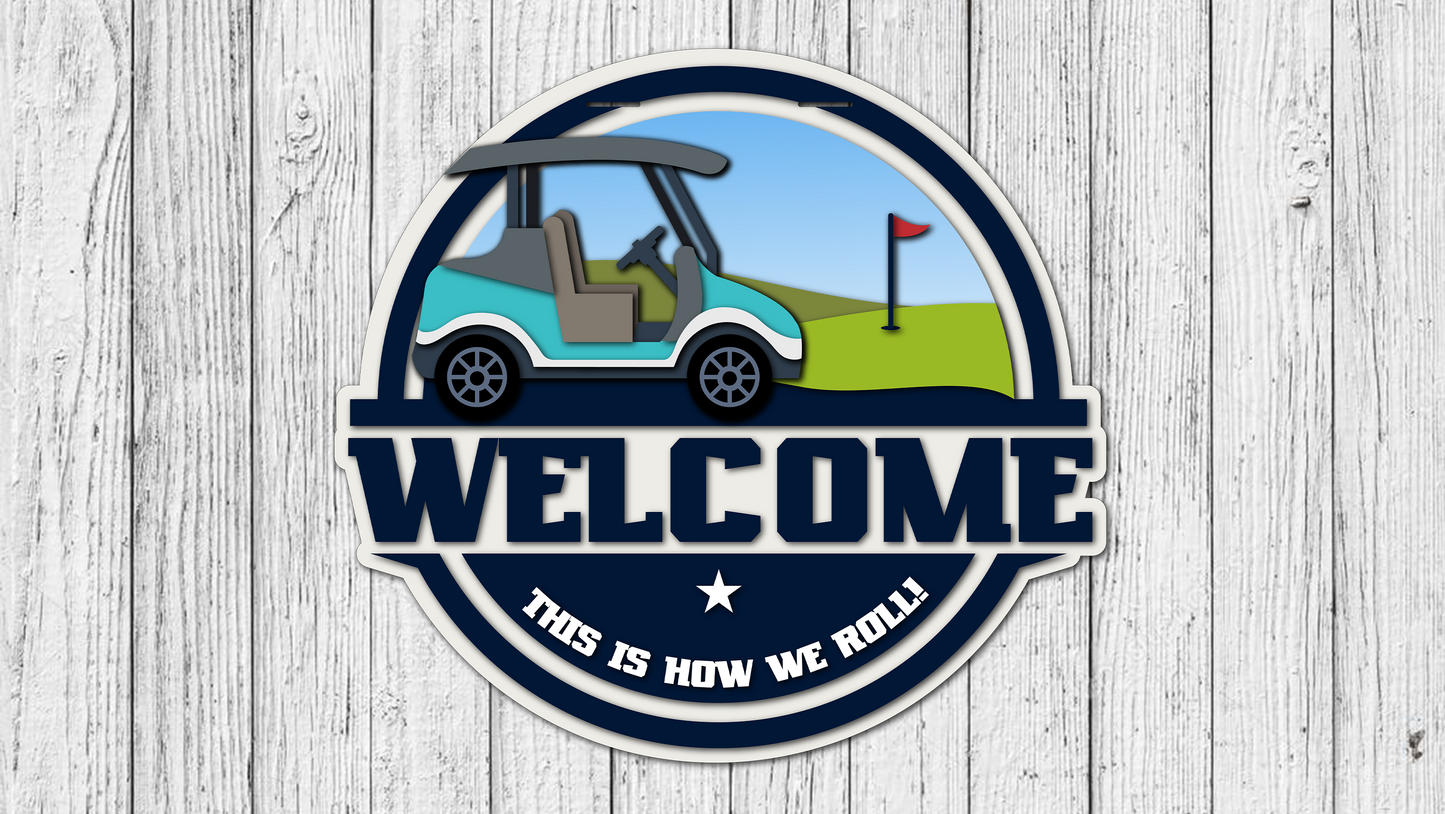 Welcome Golf Cart Door Hanger