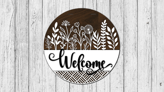 Welcome Interchangeable Top and Bottom Door Hanger  - Finished
