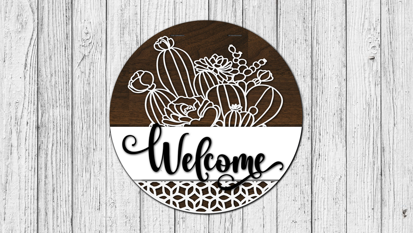 Welcome Interchangeable Top and Bottom Door Hanger  - Finished