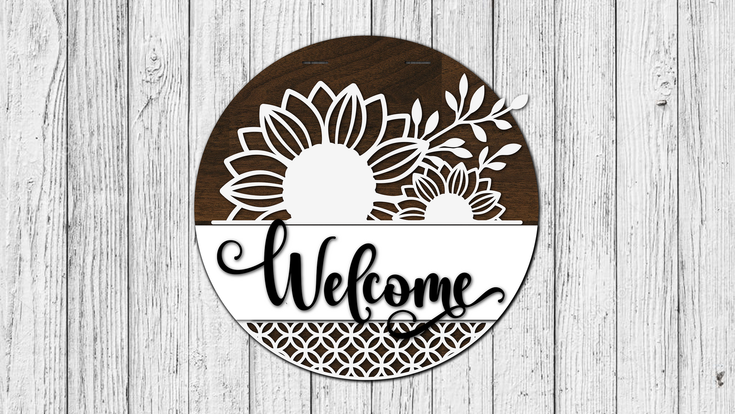 Welcome Interchangeable Top and Bottom Door Hanger  - Finished