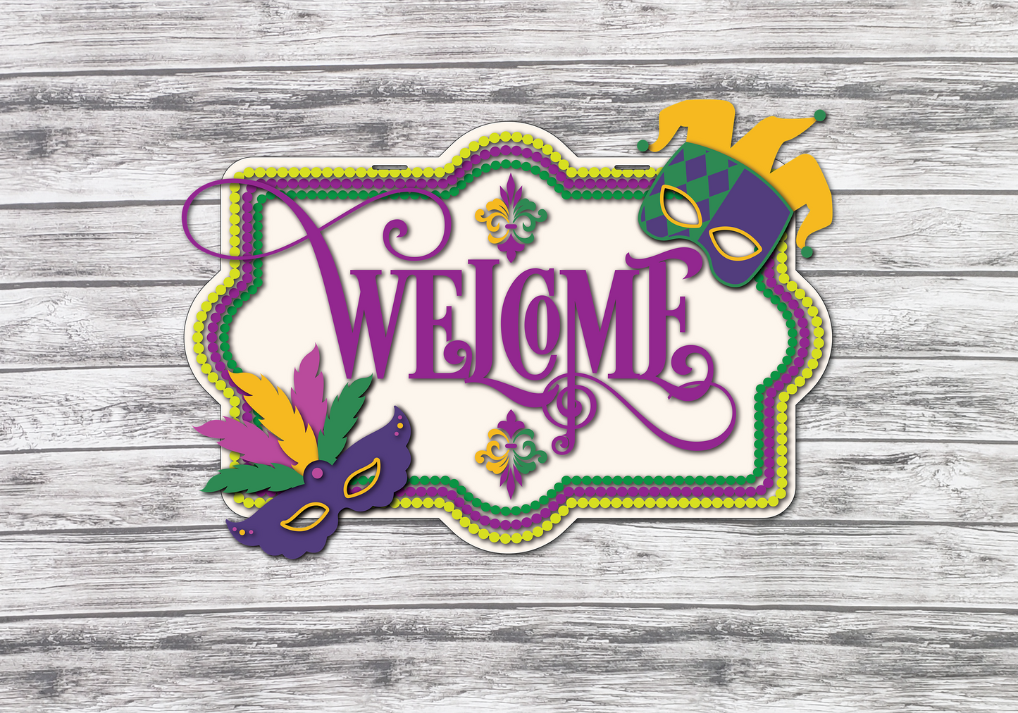 Welcome Mardi Gras Door Hanger DIY Unfinished Kit