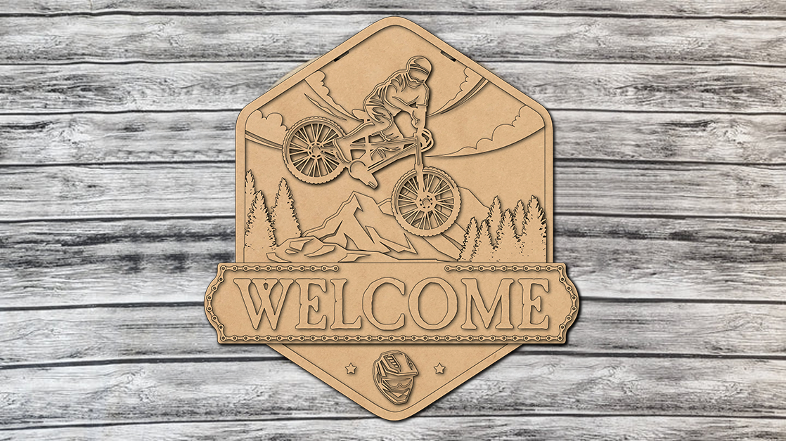 Welcome Mountain Bike Door Hanger DIY Unfinished Kit