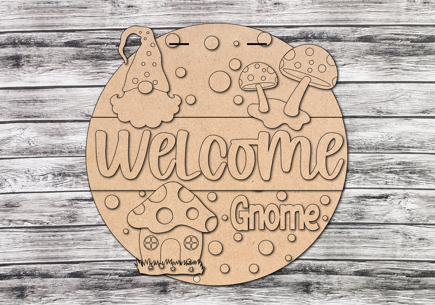 Welcome Gnome Mushroom Door Hanger DIY Unfinished Kit