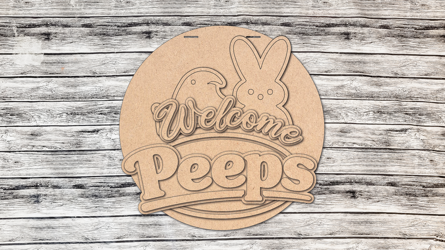 3D Welcome PEEPS Door Hanger DIY Unfinished Kit
