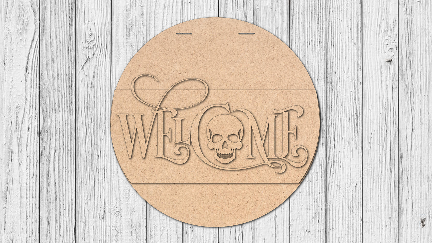 Welcome Skull Door Hanger - DIY Unfinished Kit - Lvl 1