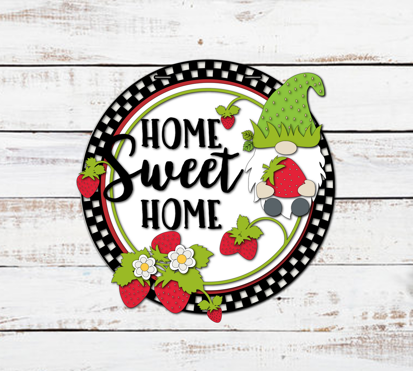 Finished - HOME SWEET HOME Strawberry Gnome Door Hanger