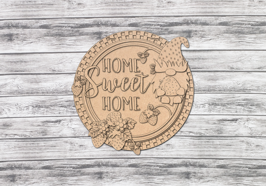HOME SWEET HOME Strawberry Gnome Door Hanger DIY Unfinished Kit