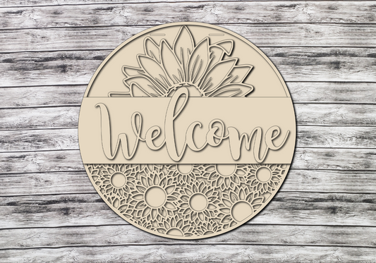 Welcome Sunflower Door Hanger Unfinished Kit