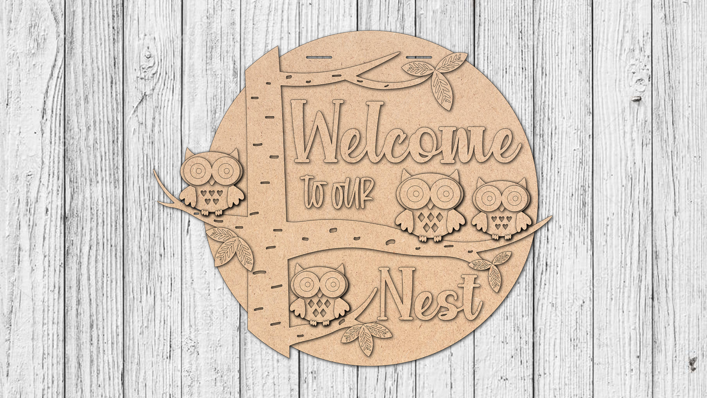 WELCOME to our NEST Owls Door Hanger - DIY Unfinished Kit