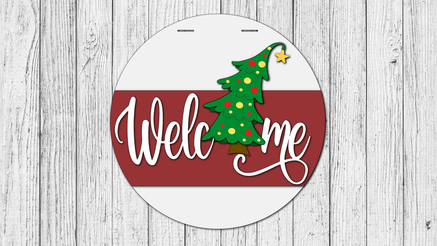 Welcome Xmas Tree Door Hanger - Finished