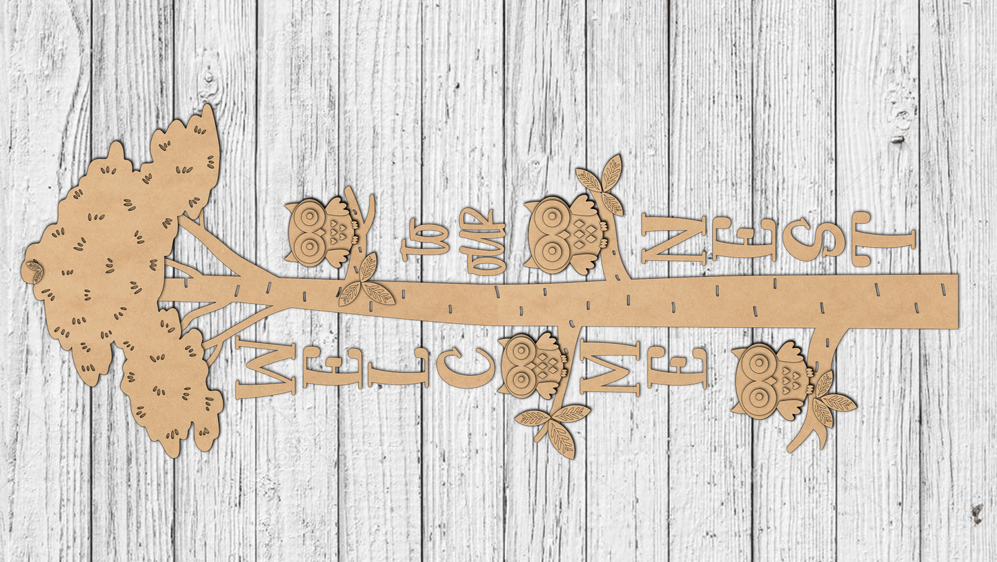 WELCOME to our NEST Owls Vertical Porch Sign - DIY Unfinished Kit