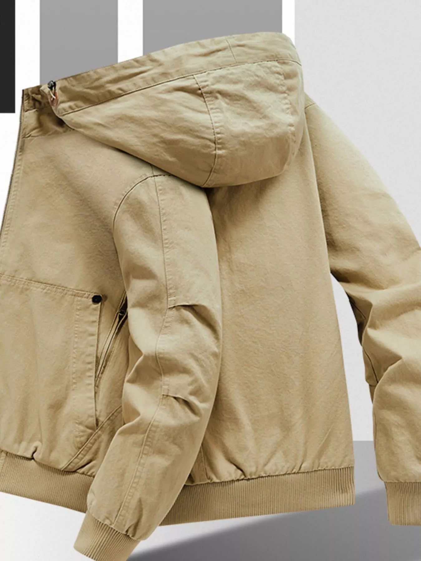 Men's Plus Size Zip Up Casual Hooded Jacket