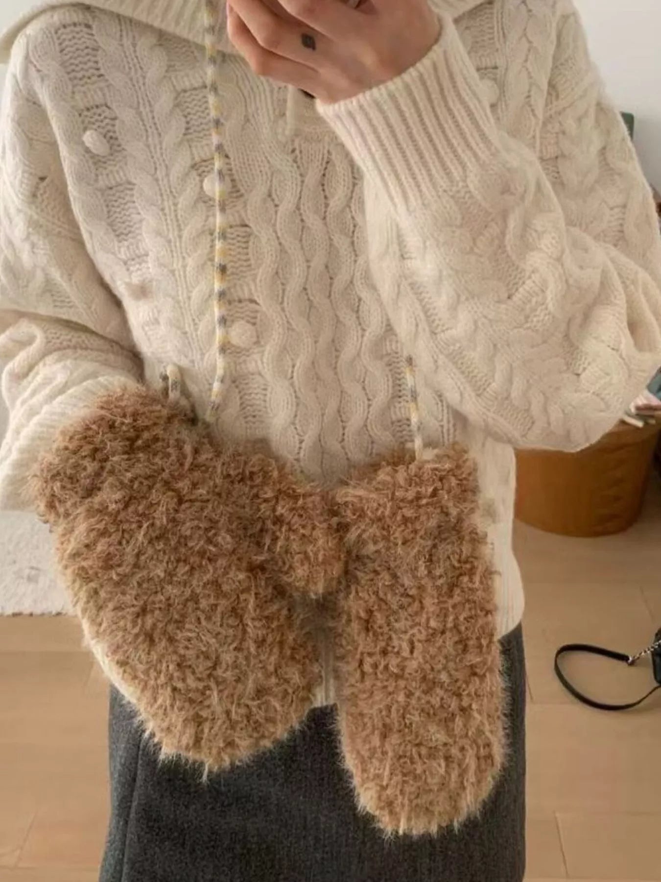 Fluffy Knit Mittens Gloves