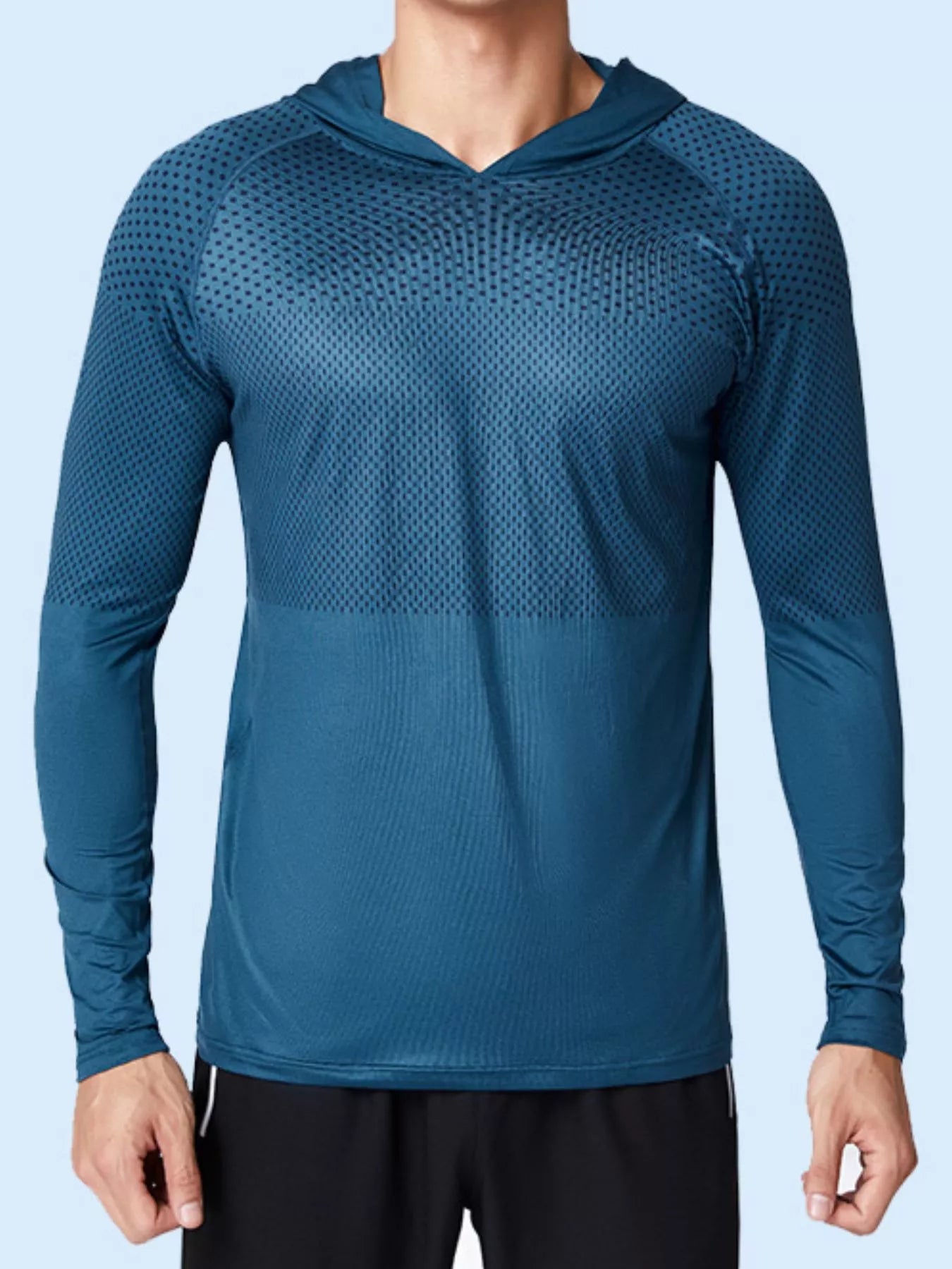 Men's Plus Size Breathable Long Sleeve Hooded Active Top