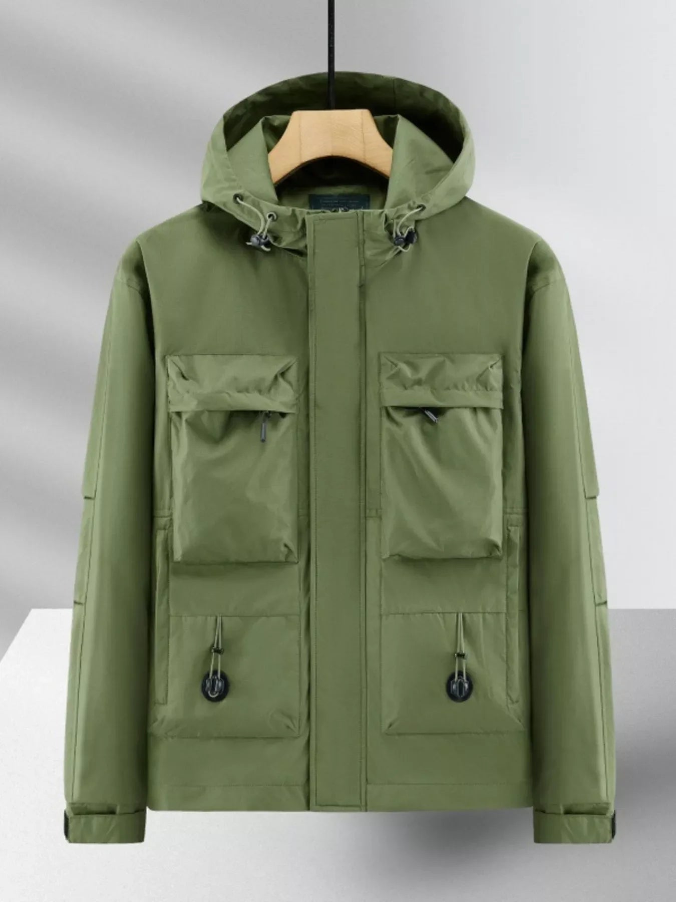 Men's Plus Size Casual Multi-Pocket Zip-Up Lightweight Jacket