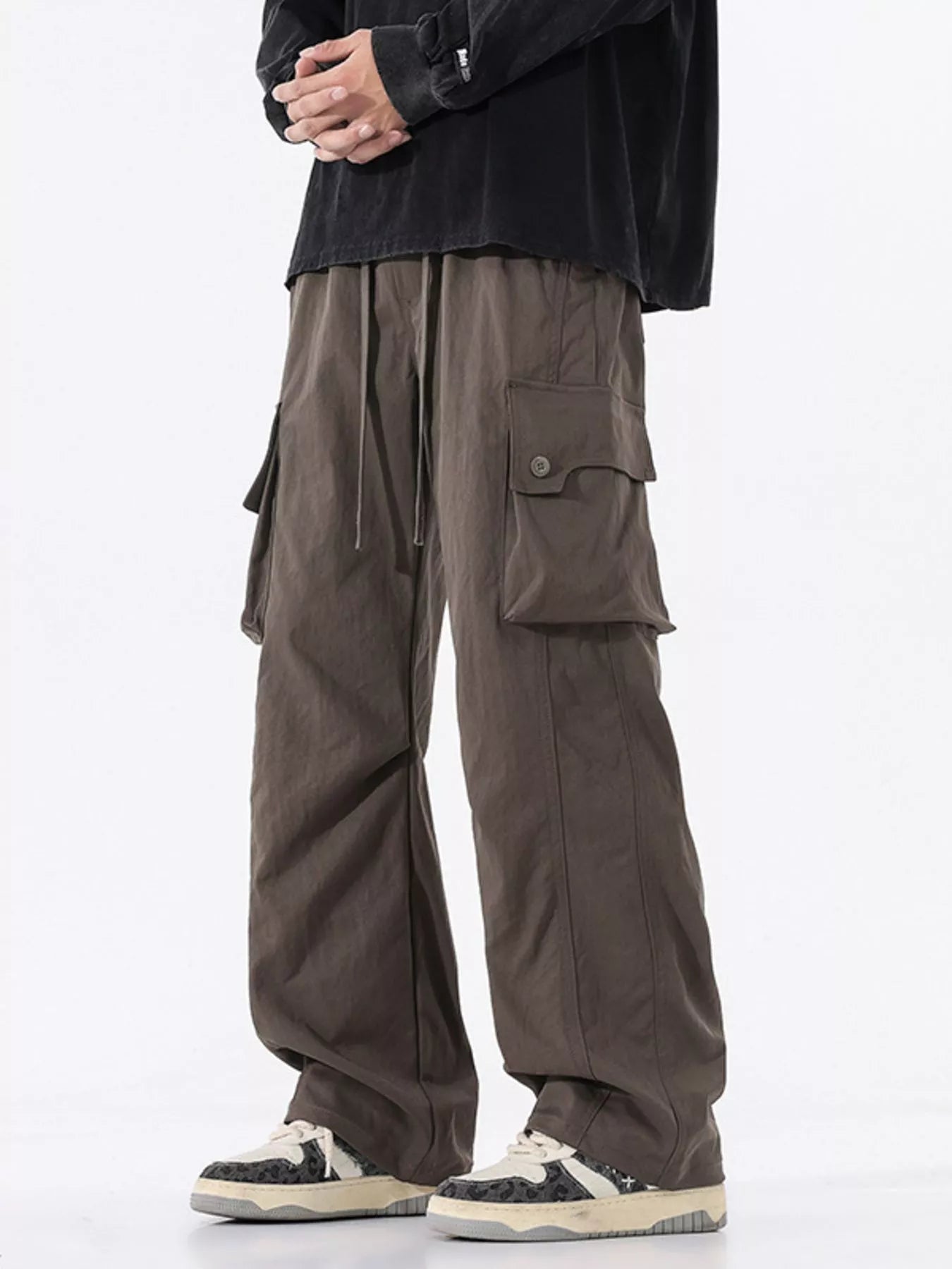 Men's Full Size Loose Fit Multi-Pocket Cargo Pants Plus Size