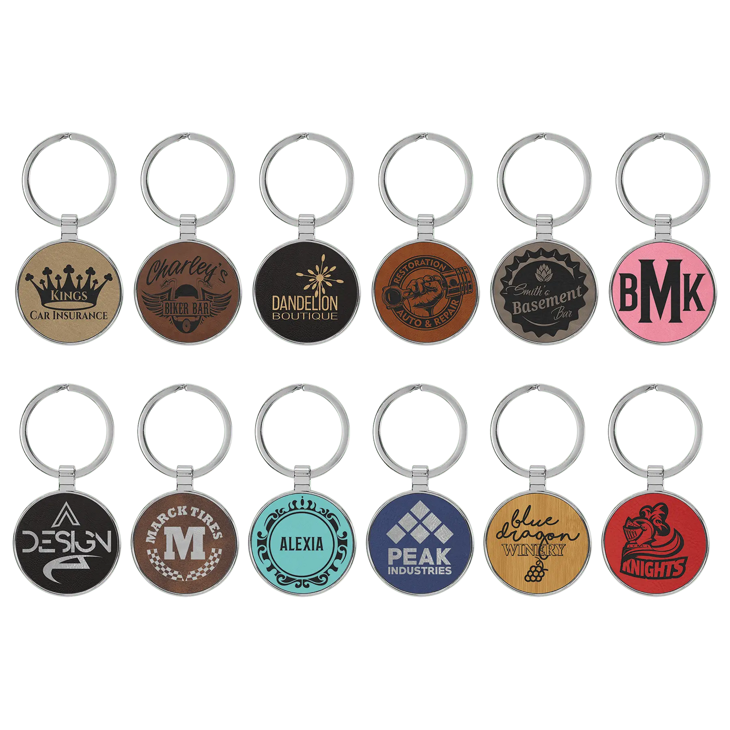 Circle Leather Keychains