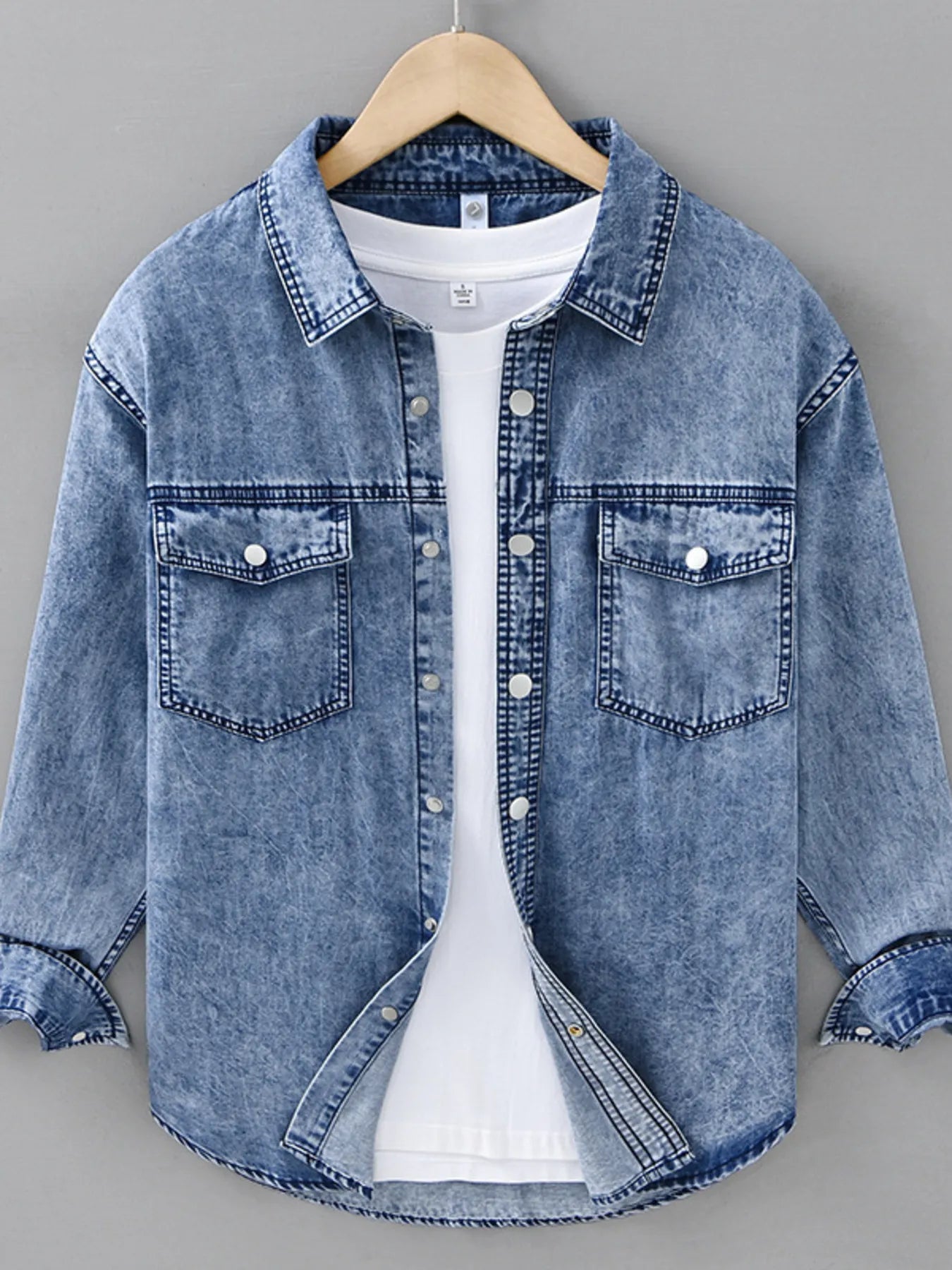 Men's Plus Size Casual Long Sleeve Denim Shirt