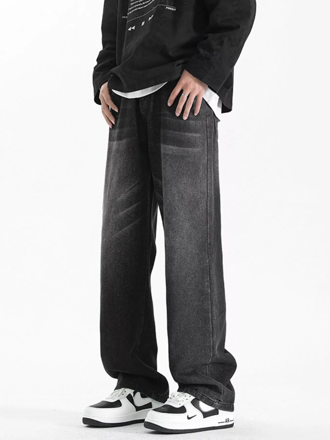 Men's Plus Size Vintage Wash Wide Leg Jeans