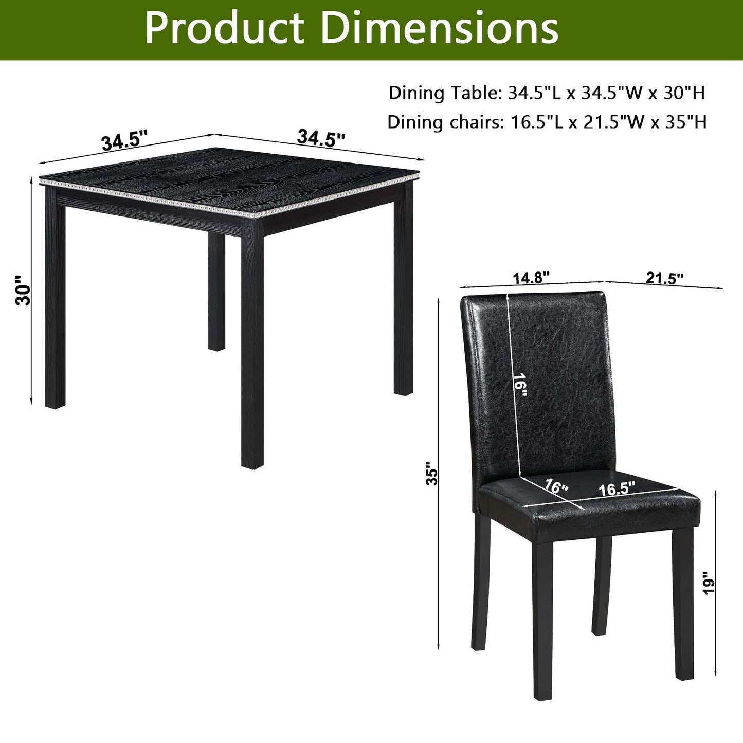 5 Piece Wooden Dining Table Set
