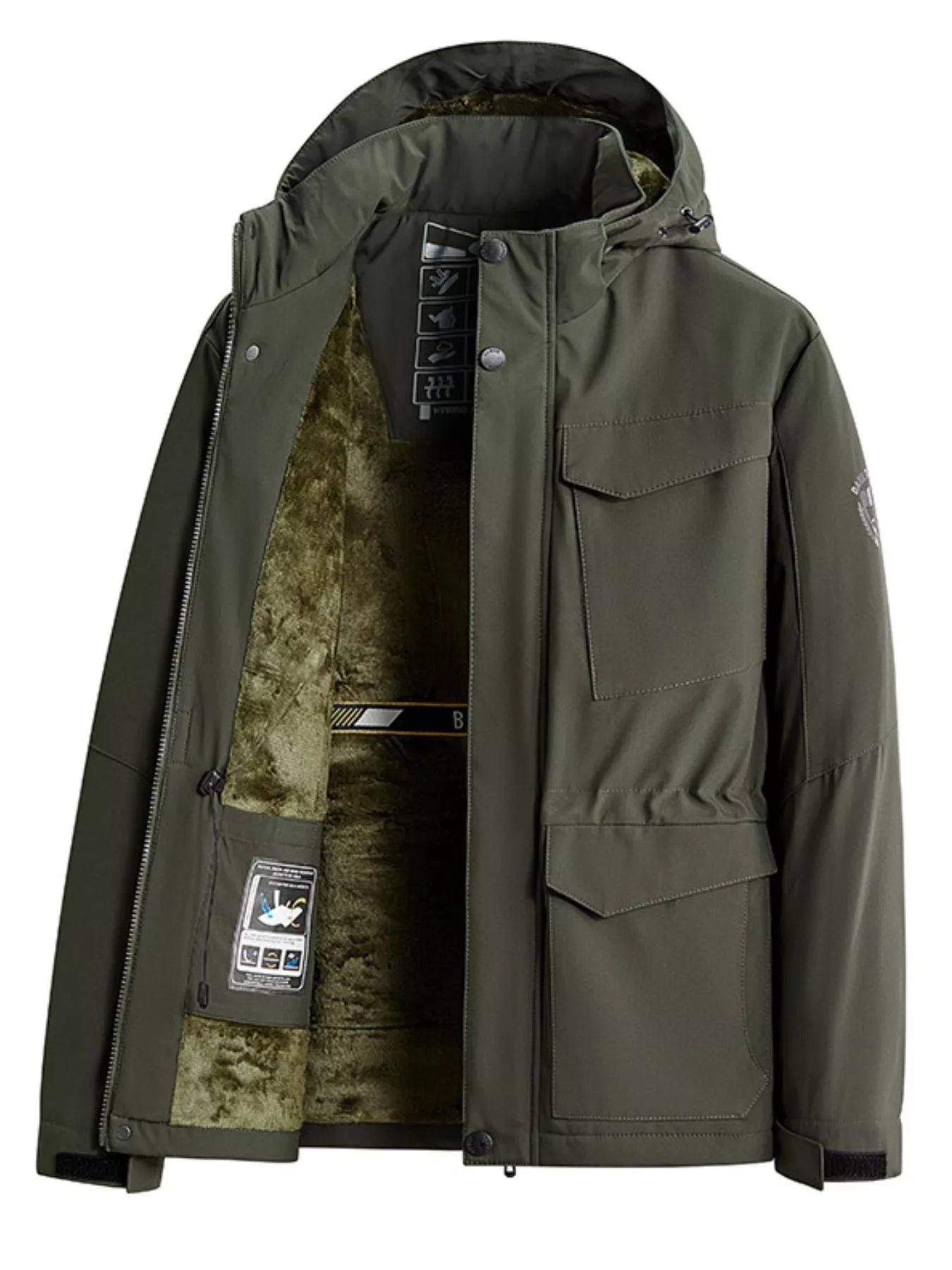 Men's Plus Size Hooded Zip Up Parka Coat