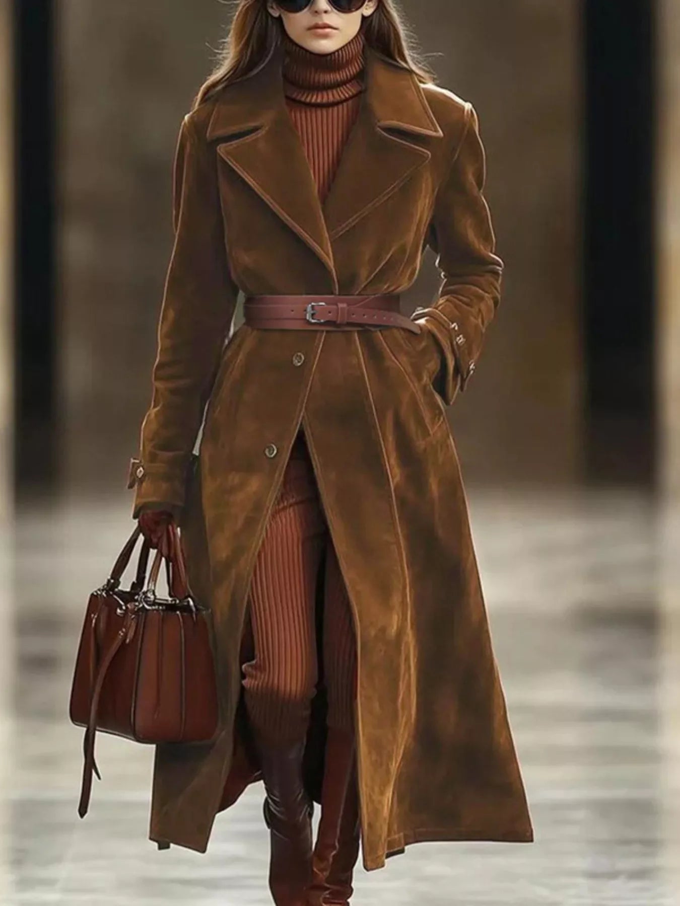 Lapel Collar Longline Outerwear