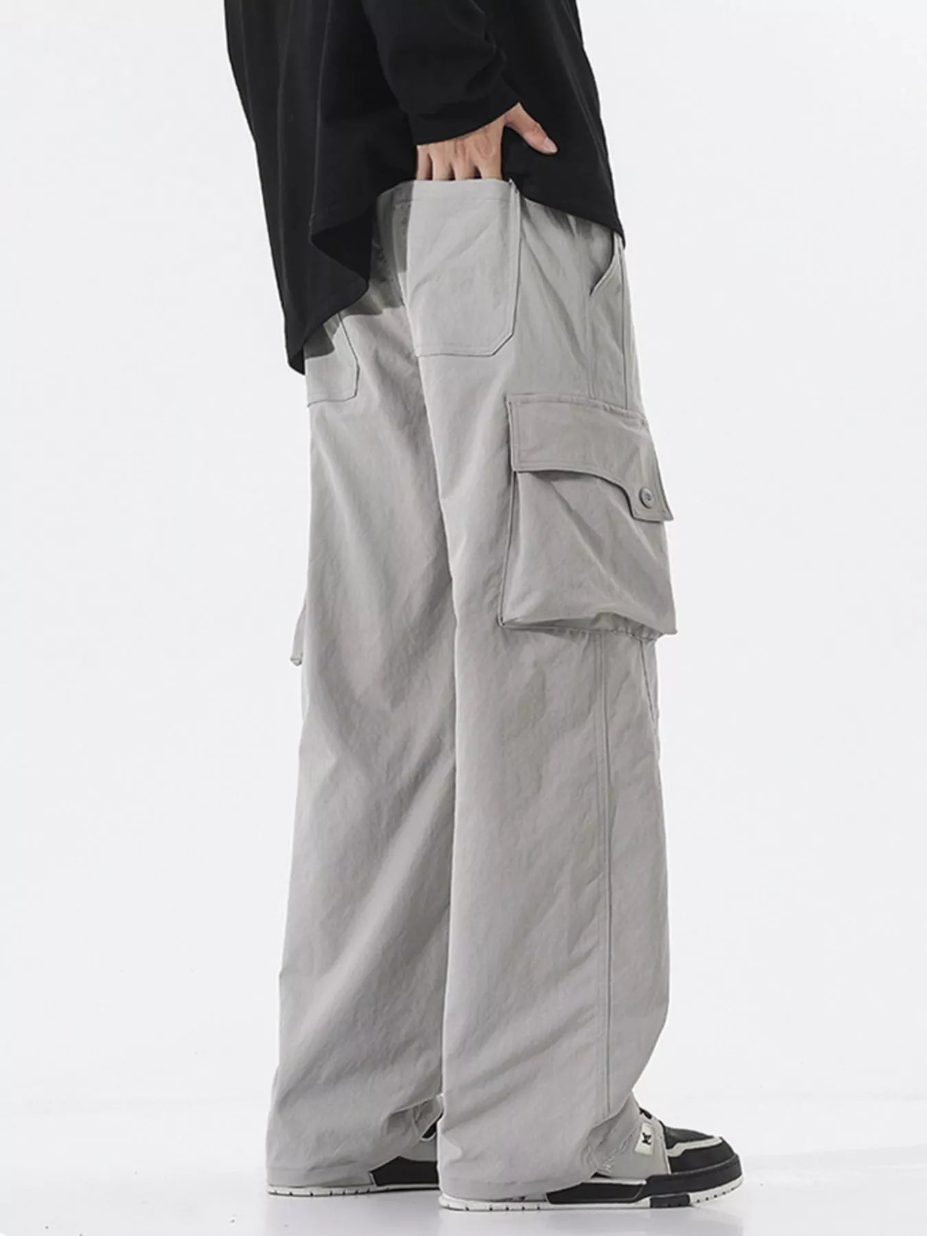 Men's Full Size Loose Fit Multi-Pocket Cargo Pants Plus Size