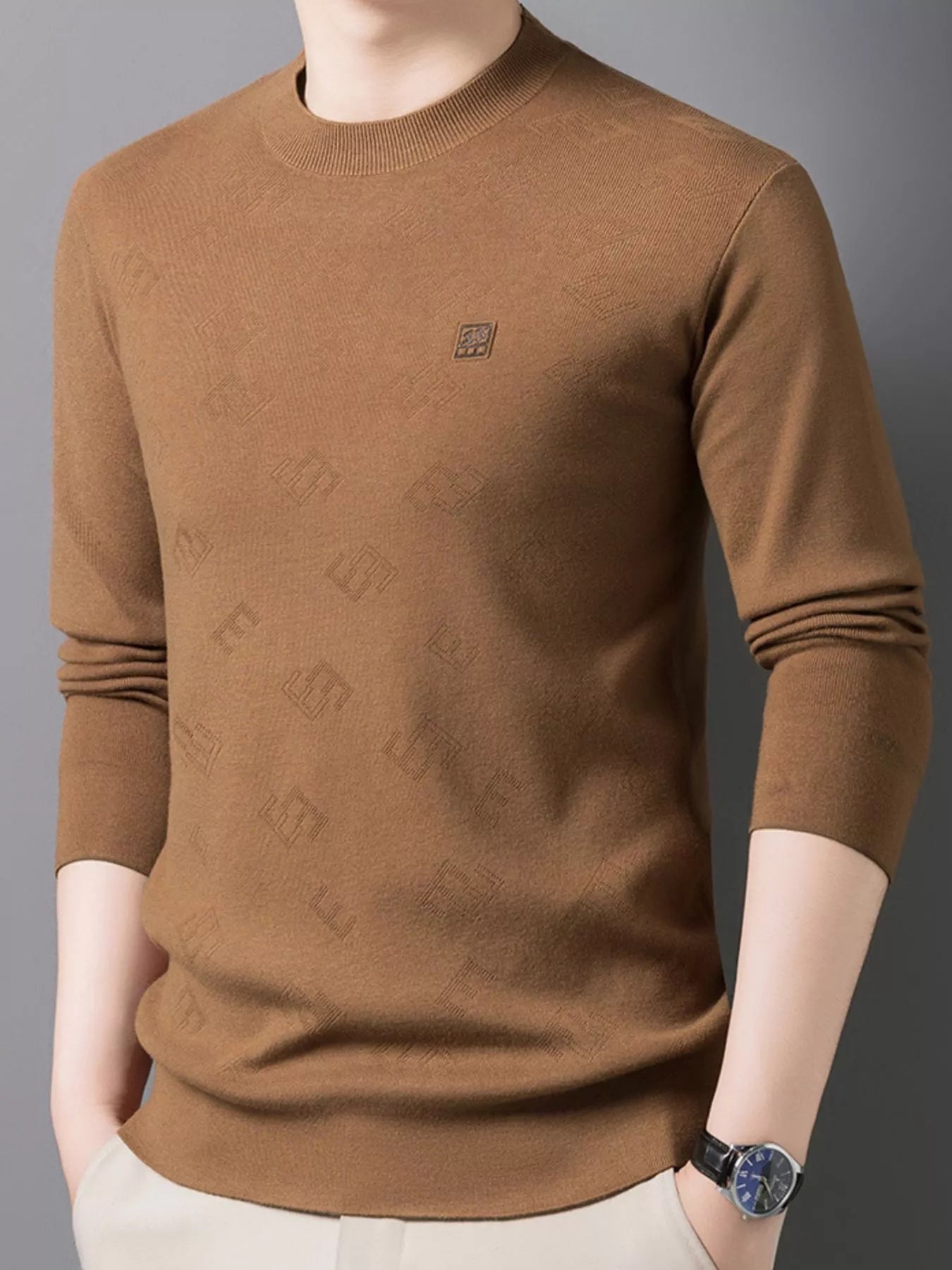 Men's Plus Size Round Neck Slim Fit Knit Top