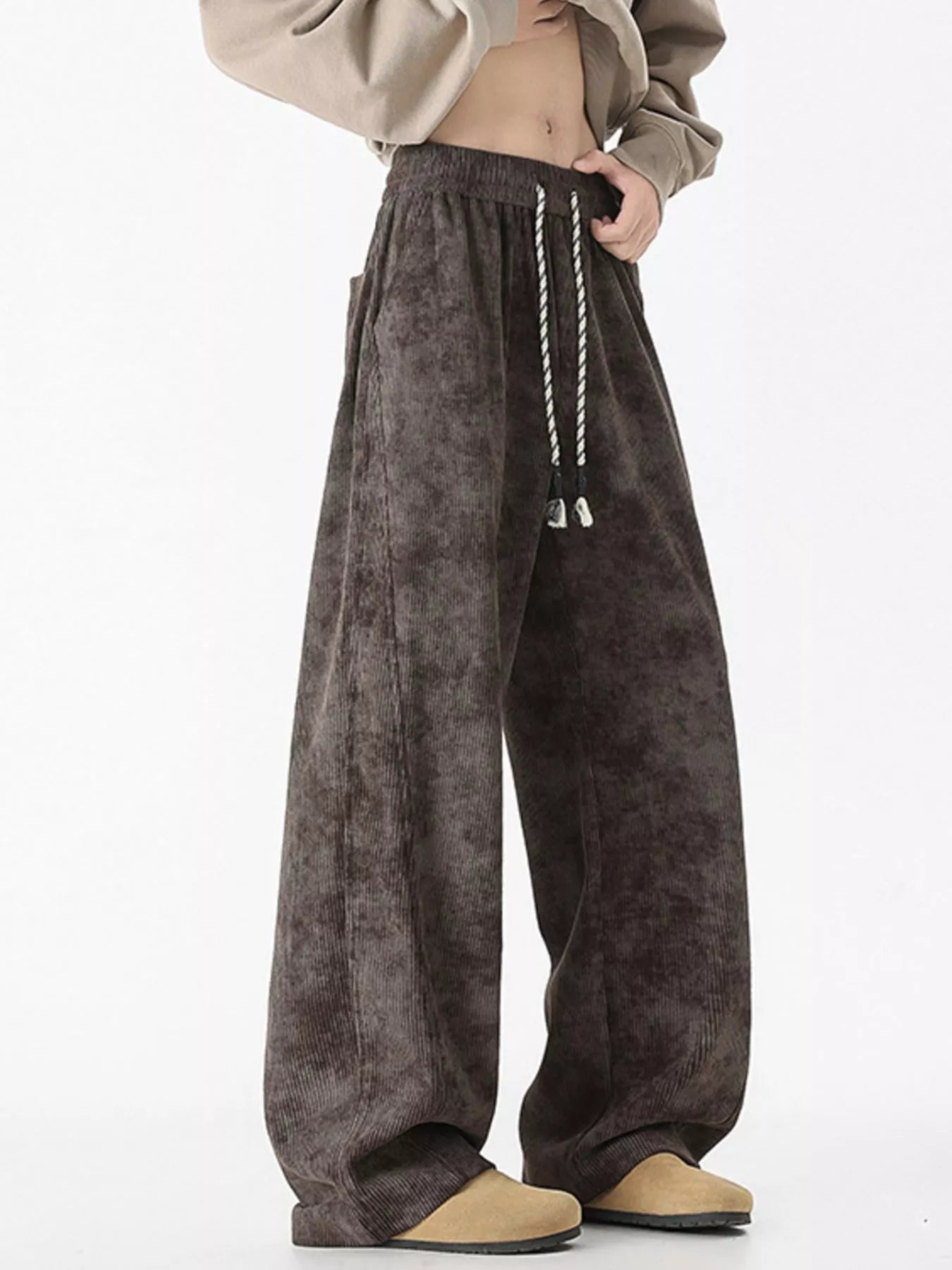 Men's Plus Size Vintage Wash Wide Leg Pants