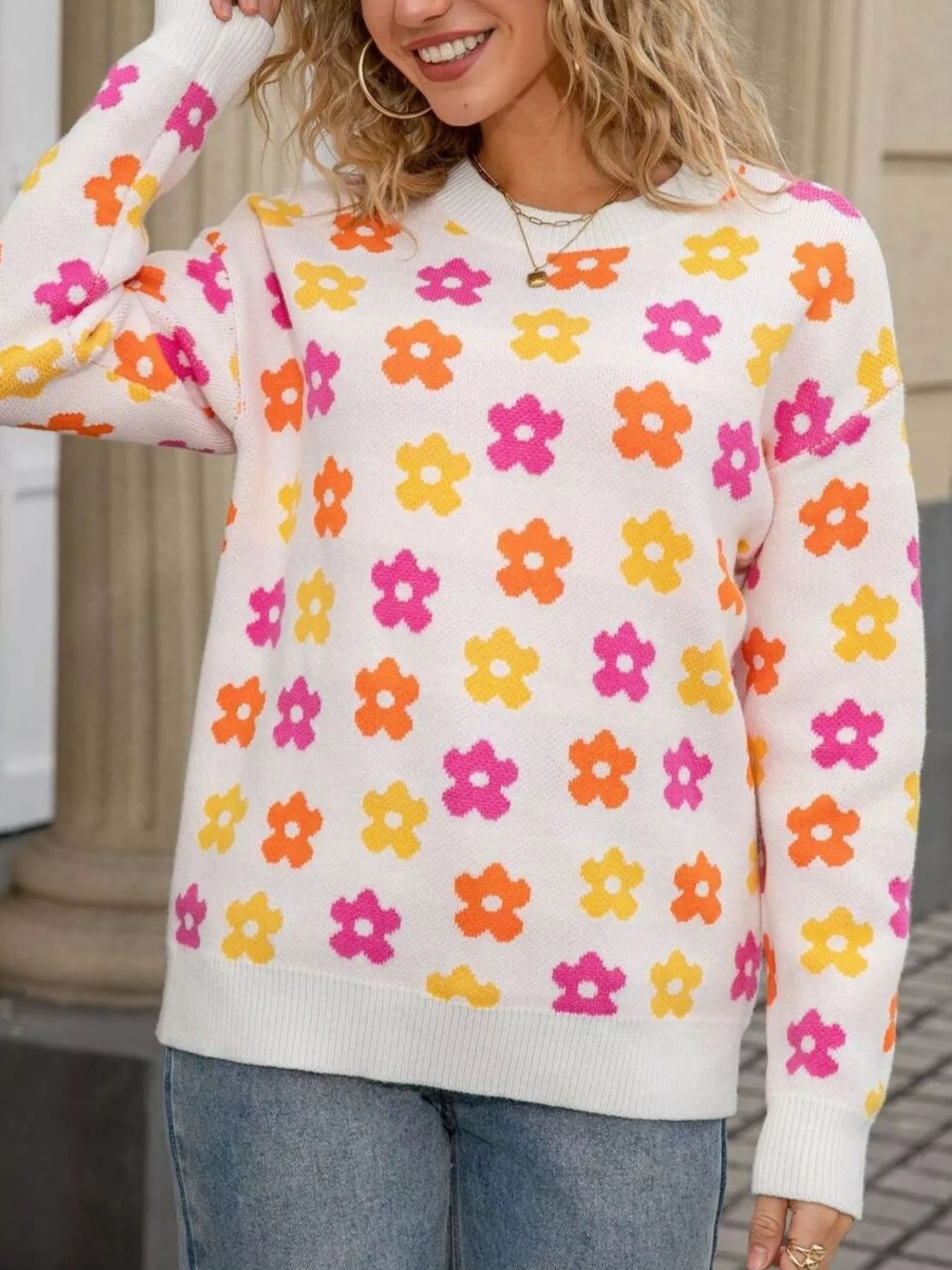 Floral Crew Neck Sweater