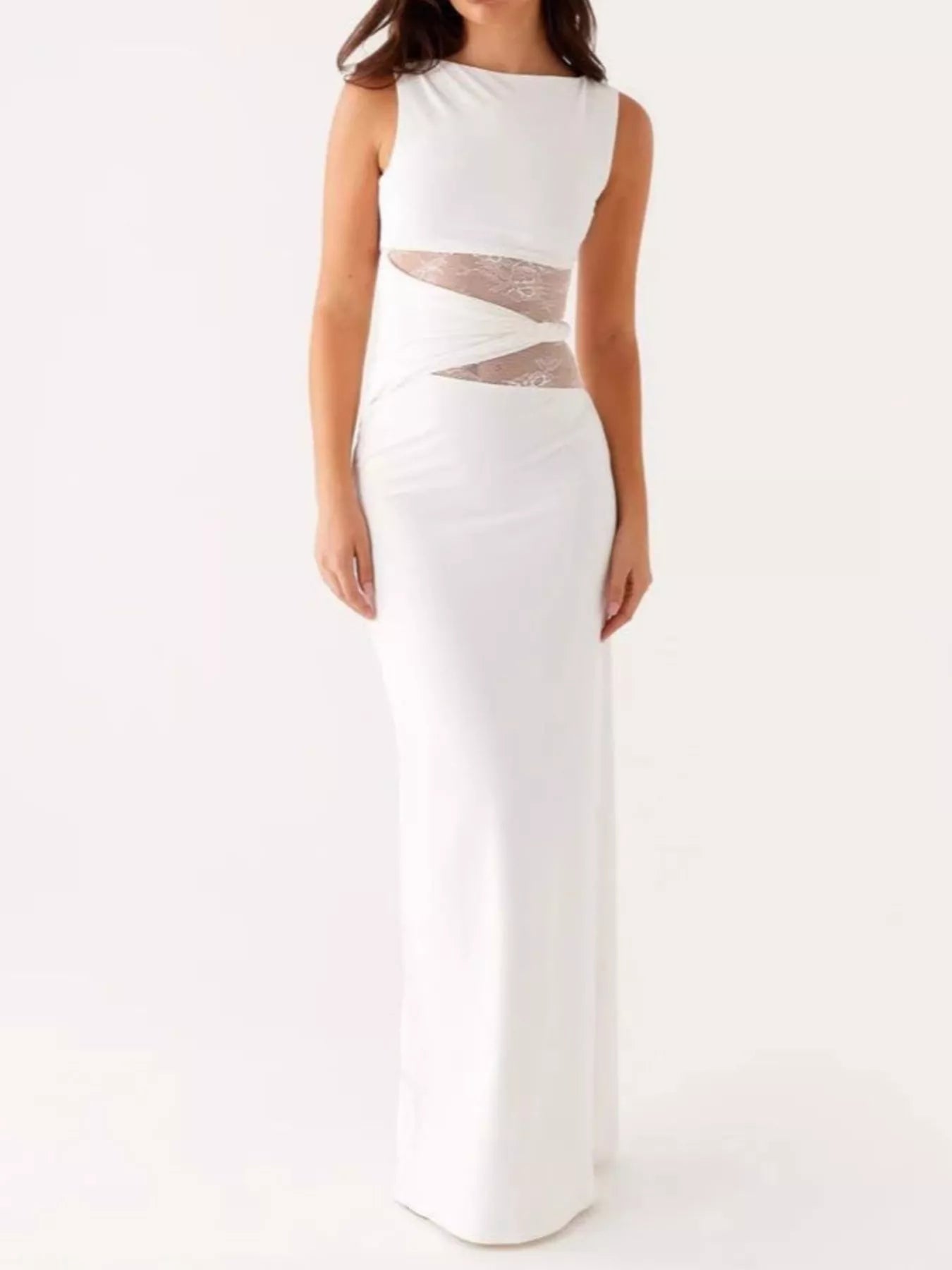 Lace Cutout Sleeveless Maxi Dress