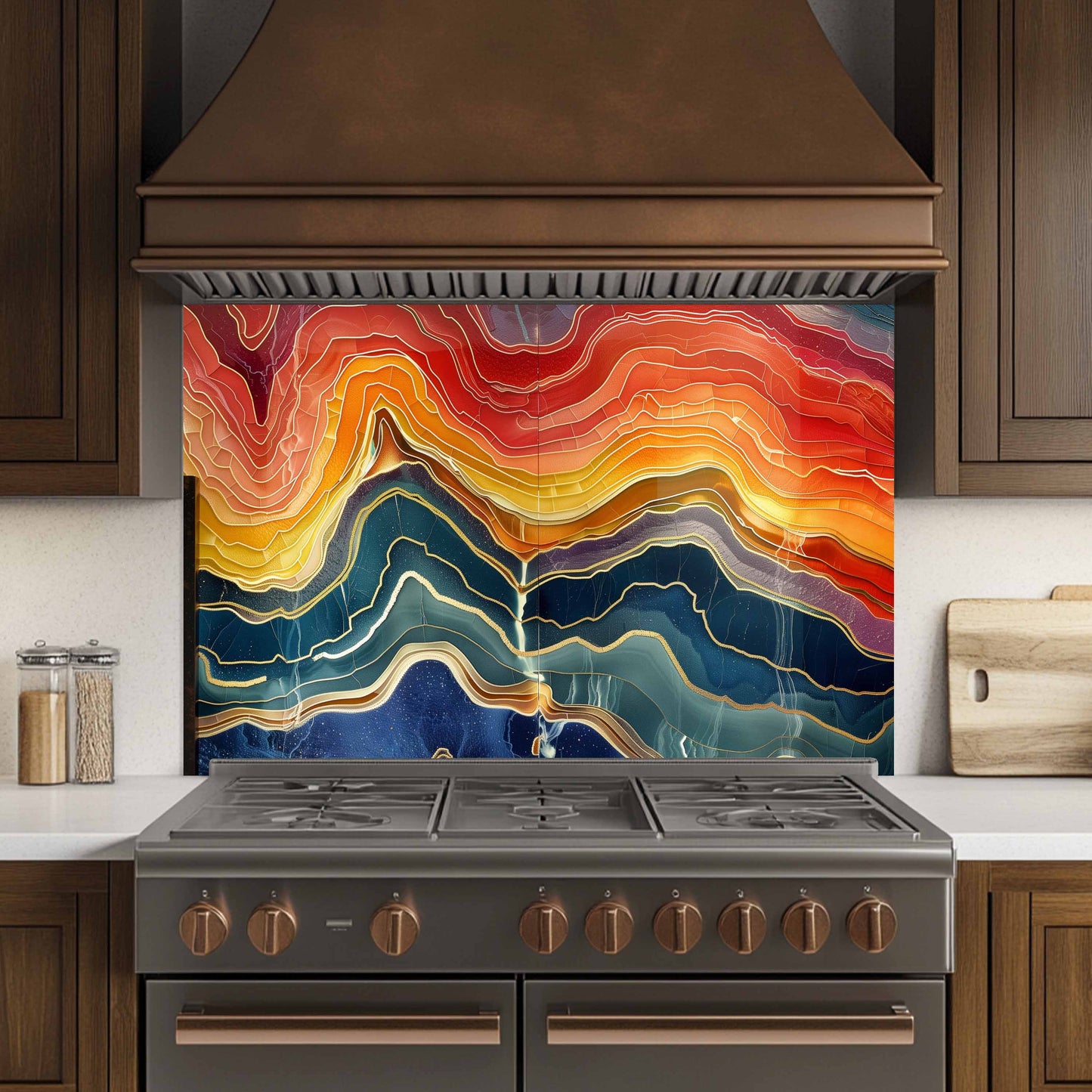 Tempered Glass Backsplash for Kitchen – Lava Horizon