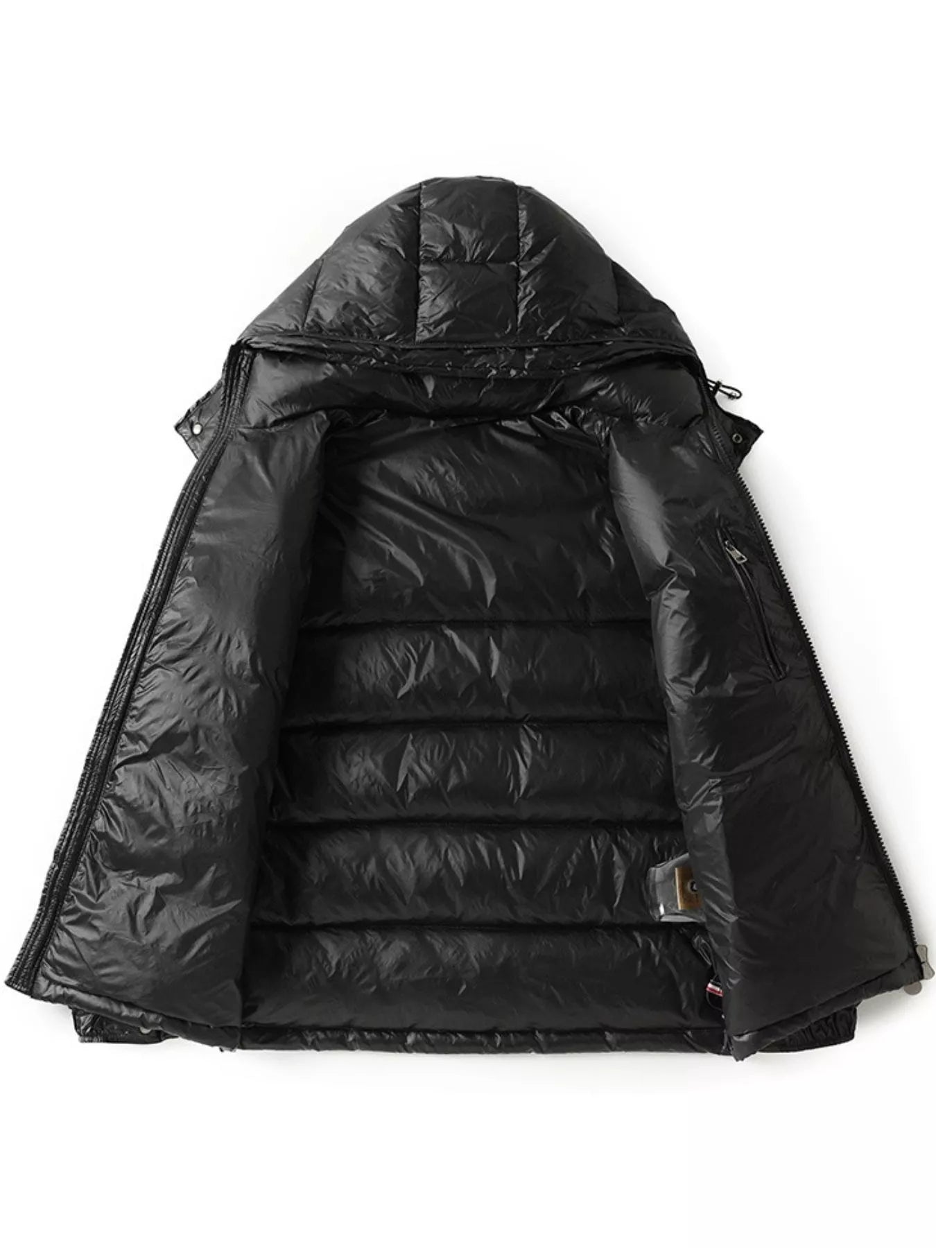 Men's Full Size Hooded Puffer Jacket with Side Zipper Pockets Plus Size