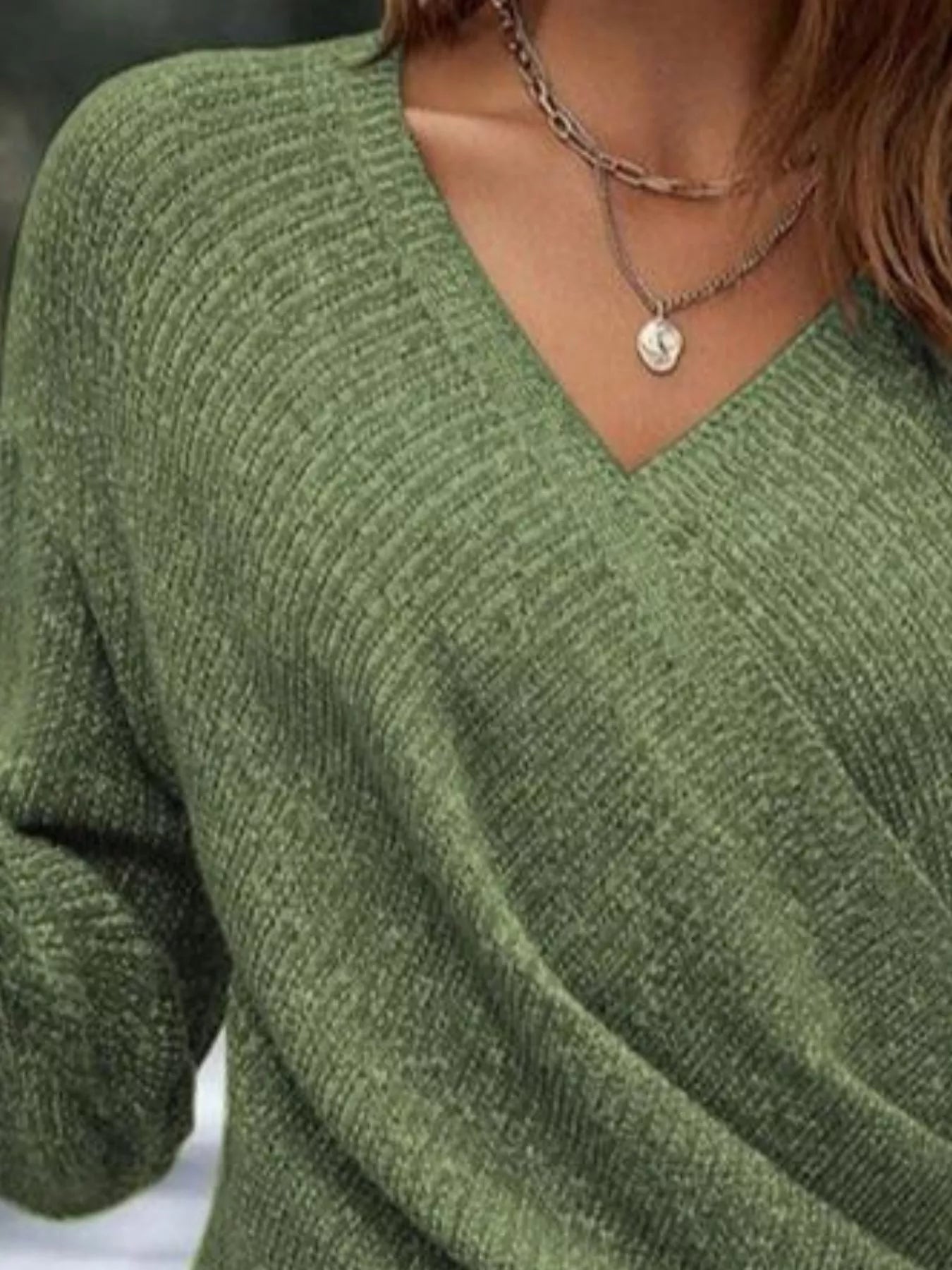 Surplice Long Sleeve Knit Top
