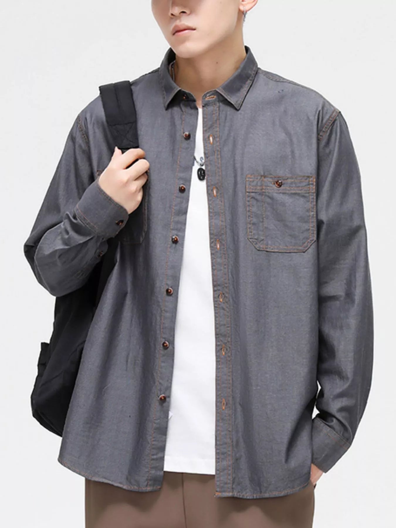 Men's Full Size Button Up Long Sleeve Shirt Plus Size