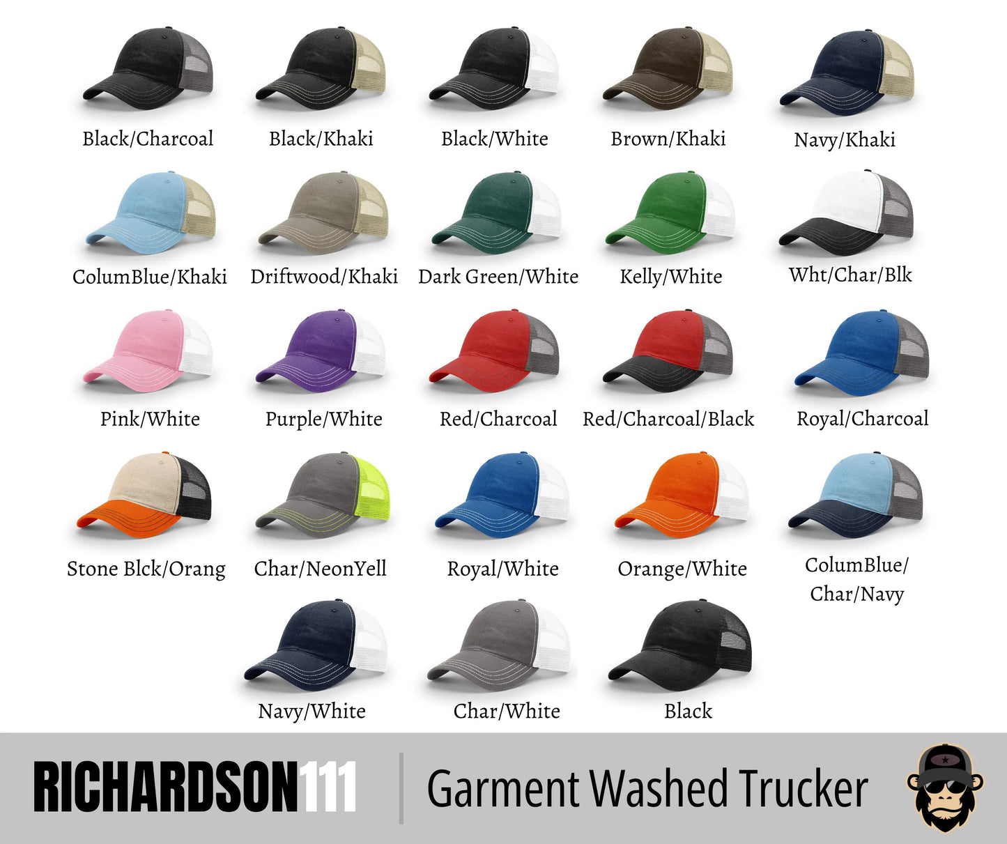Richardson 111 Garment Washed Trucker + Custom Patch