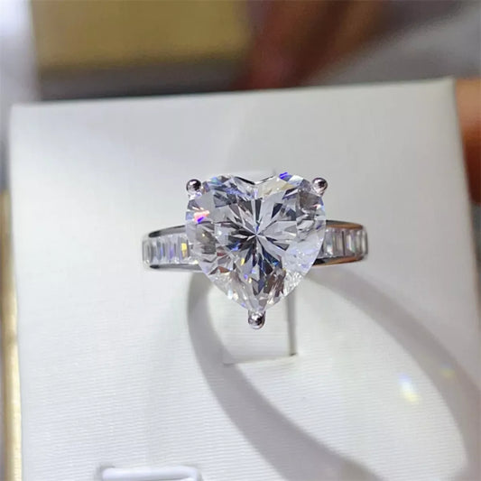 5 Carat Moissanite 925 Sterling Silver Heart Ring