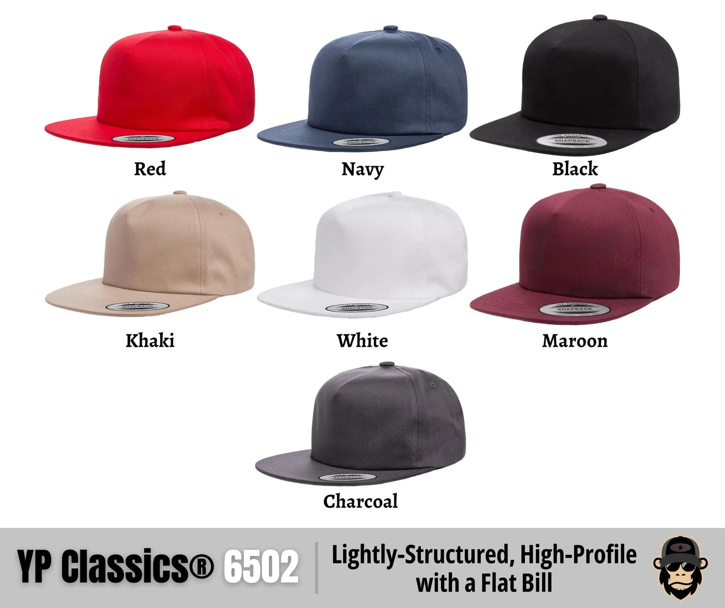 YP Classics® 6502 High Profile Flat Bill + Custom Patch