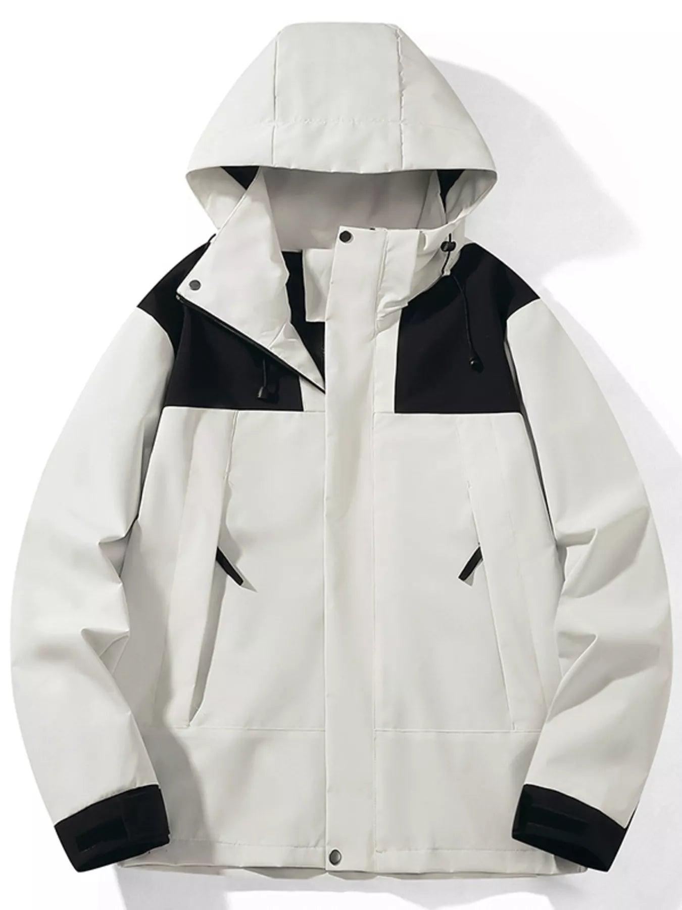 Men's Full Size Color Block Windproof Hooded Jacket Plus Size