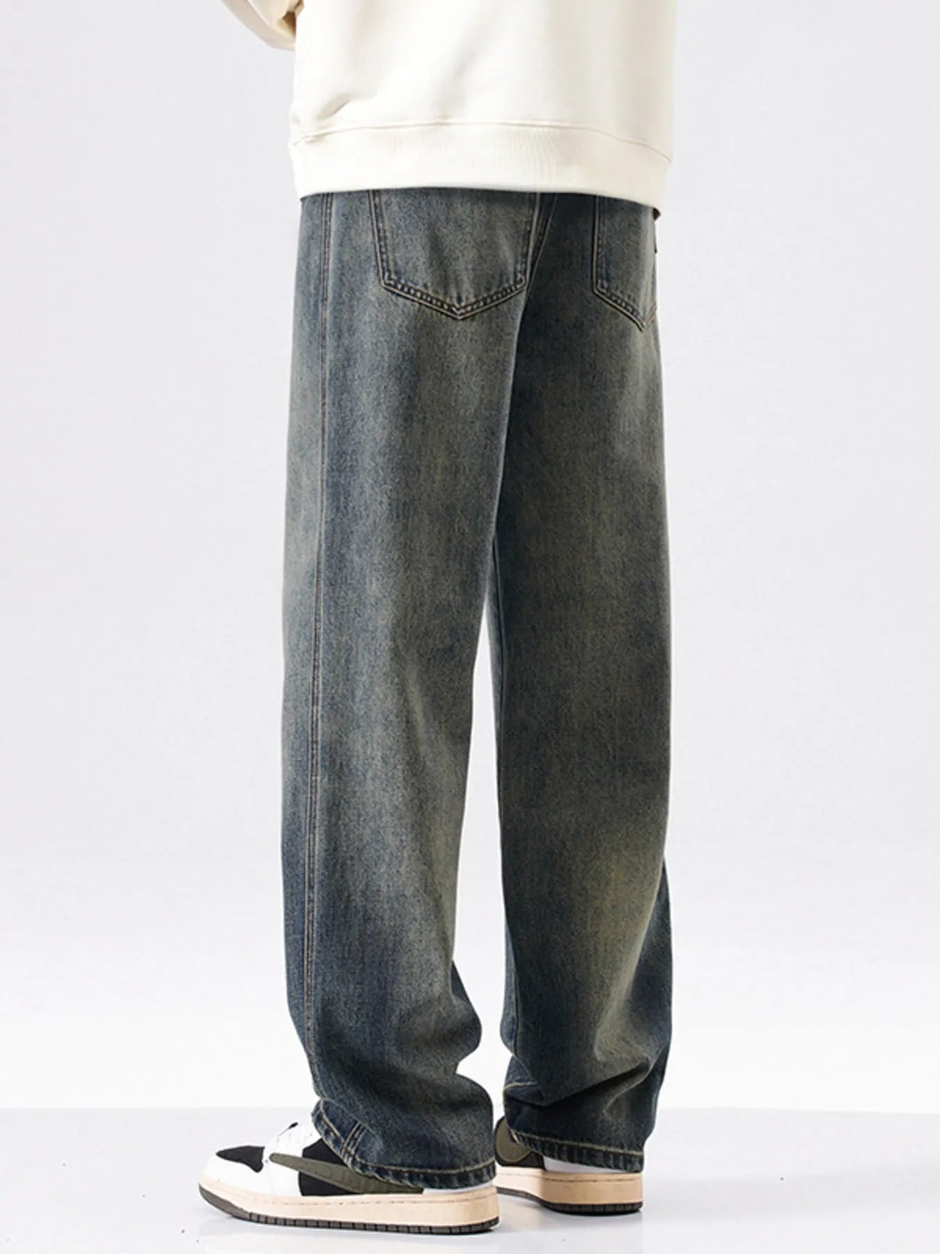 Men's Vintage Wash Wide Leg Jeans