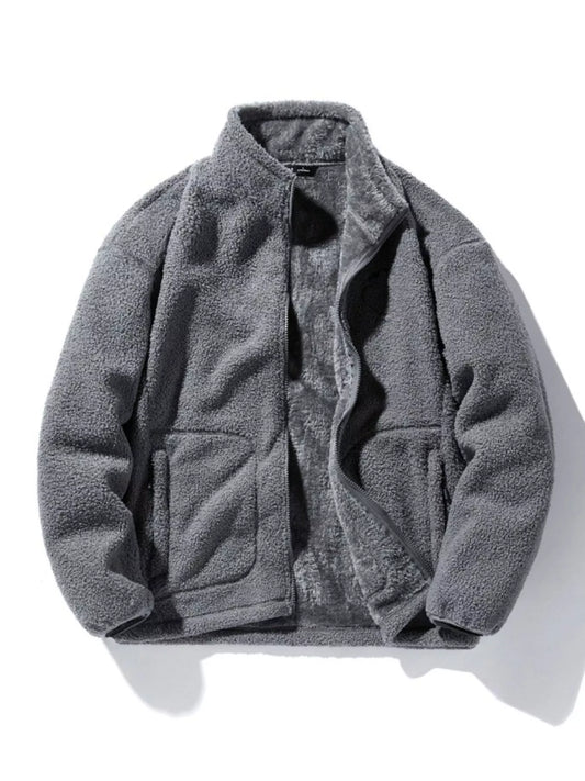 Men's Plus Size Cozy Fleece Zip-Up Jacket