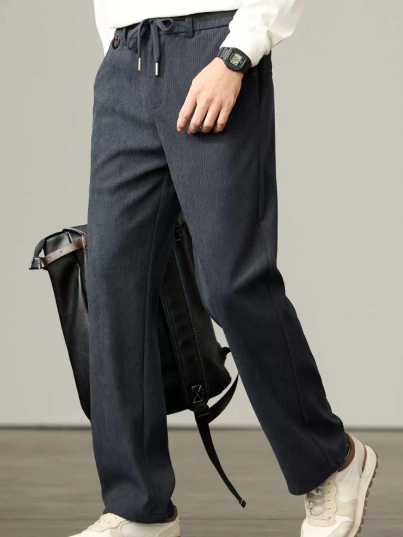 Men's Plus Size Straight-Leg Drawstring Pants