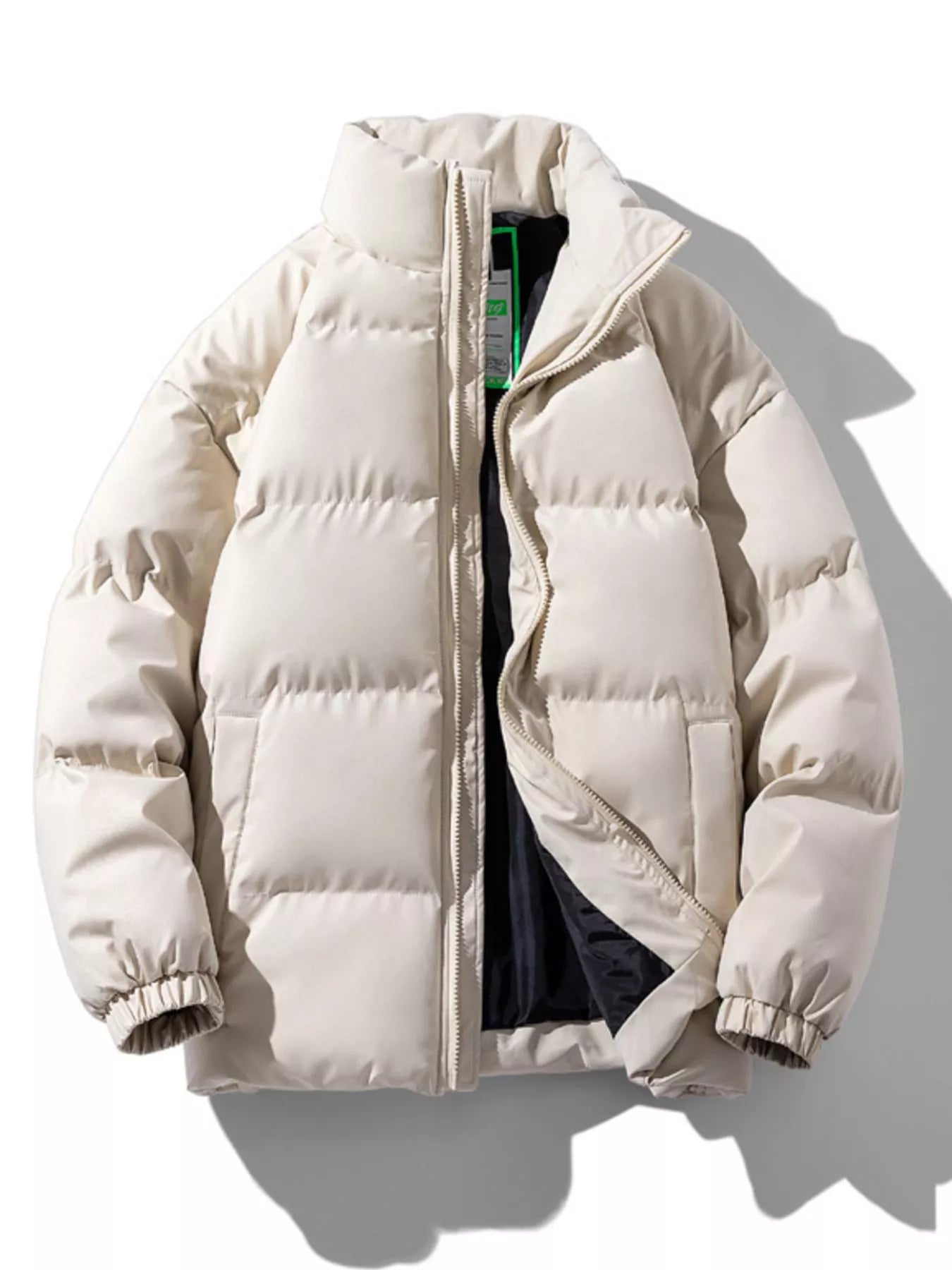 Men's Plus Size Zip Up Stand Collar Puffer Jacket
