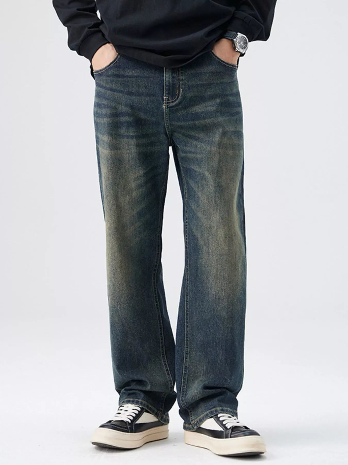 Men's Plus Size Wash Loose Fit Jeans