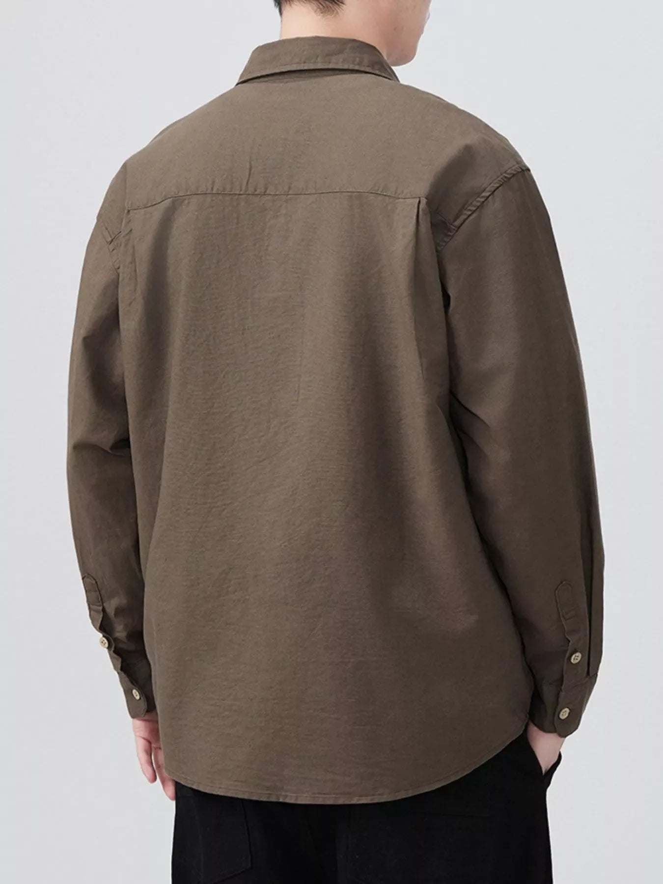 Men's Plus Size Casual Solid Color Long Sleeve Shirt