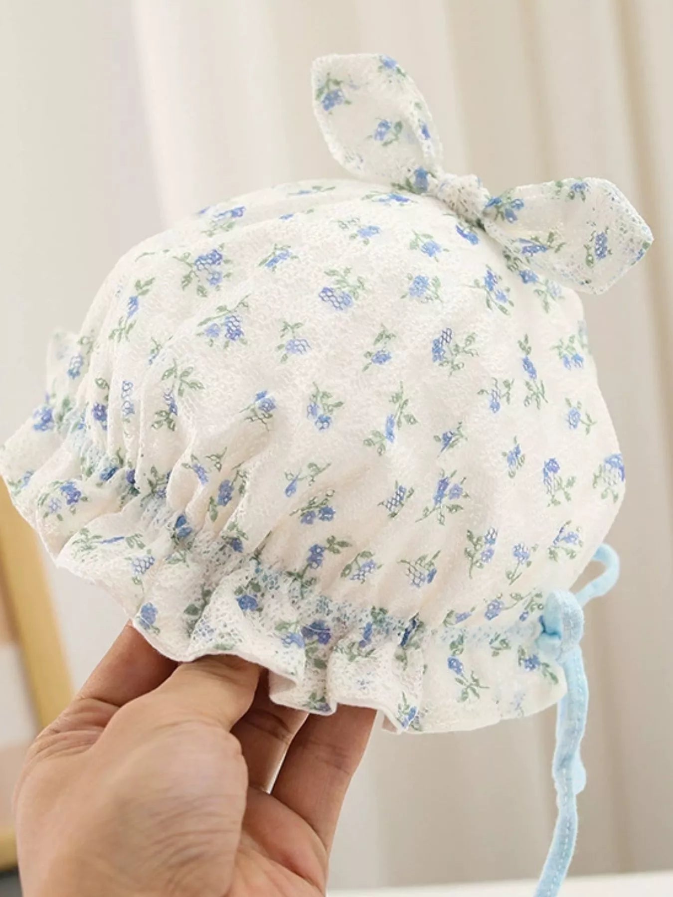 Children's Floral Print Bunny Ear Hat