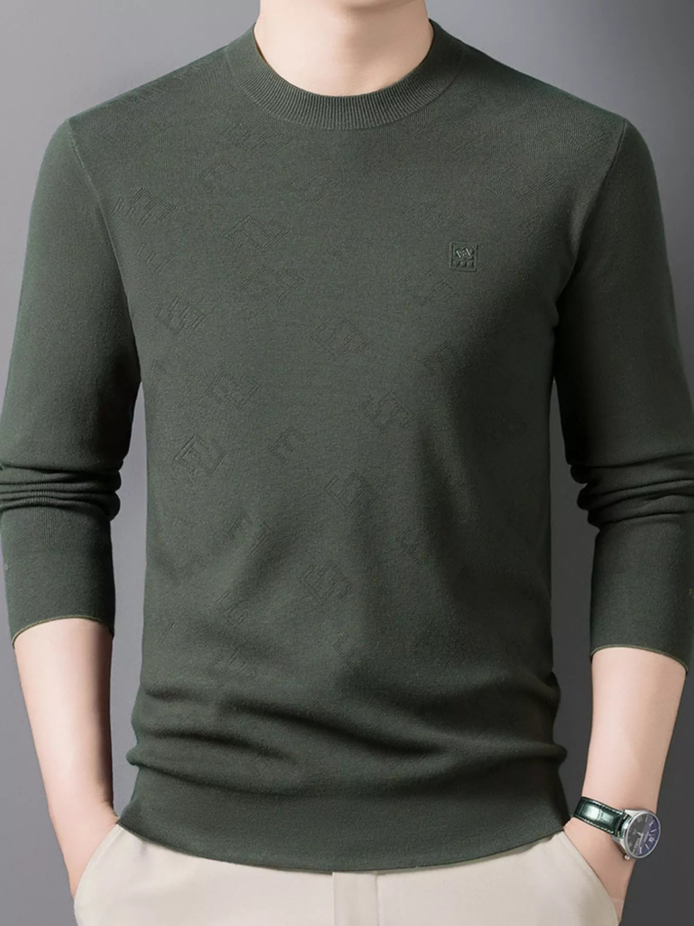 Men's Plus Size Round Neck Slim Fit Knit Top
