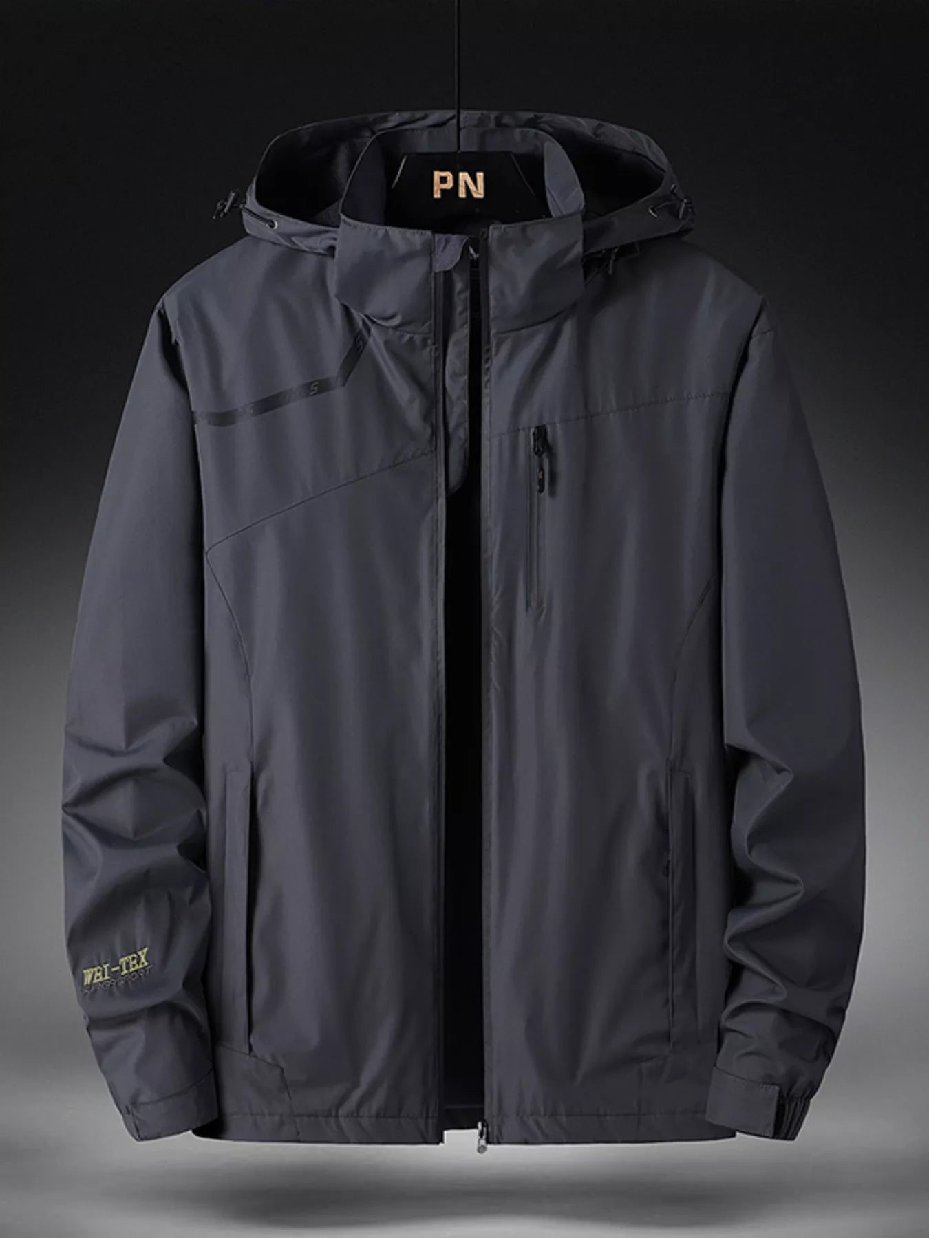 Men's Plus Size Hooded Windproof Zip Up Outdoor Jacket