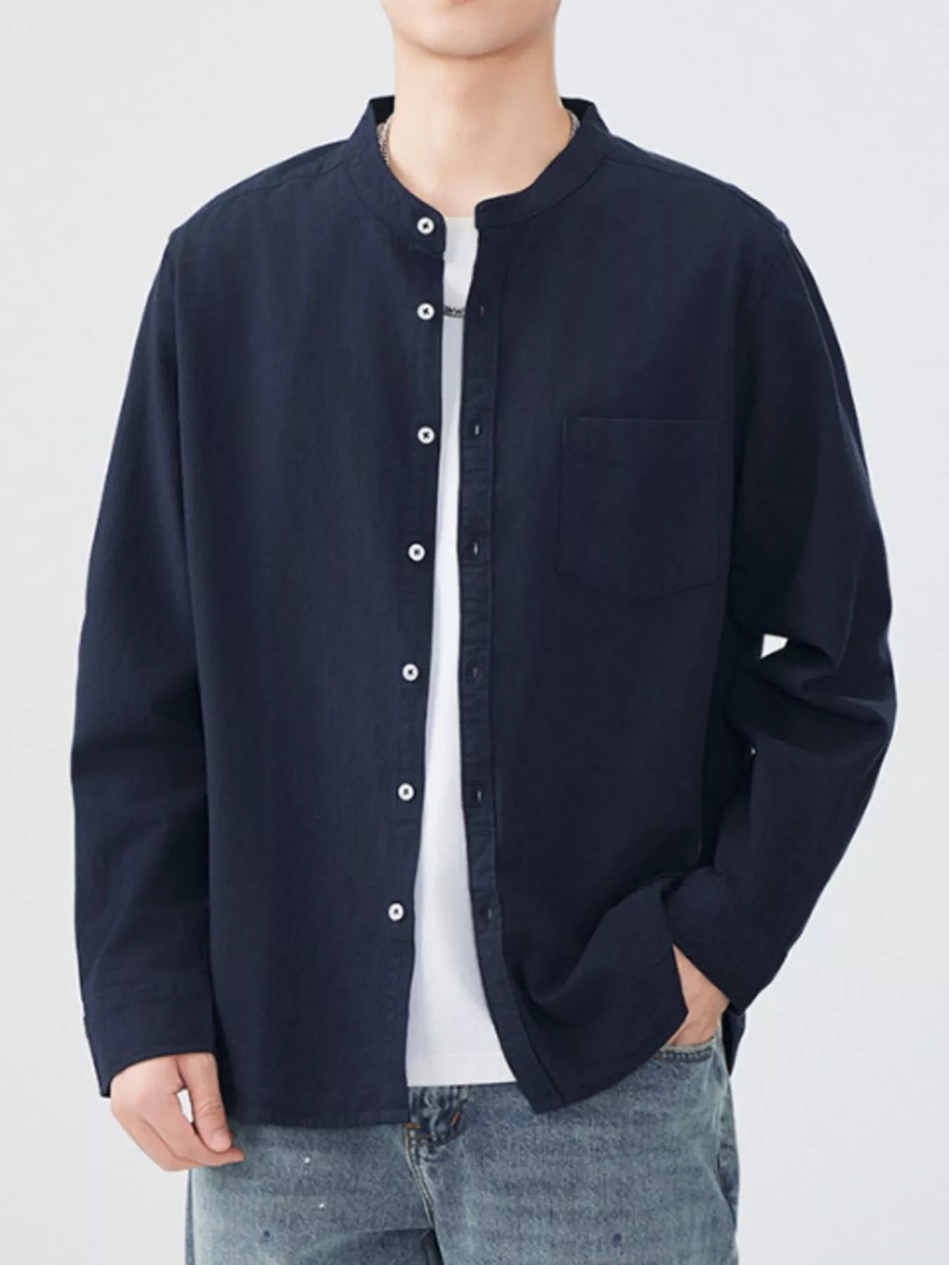 Men's Plus Size Casual Button Up Long Sleeve Shirt