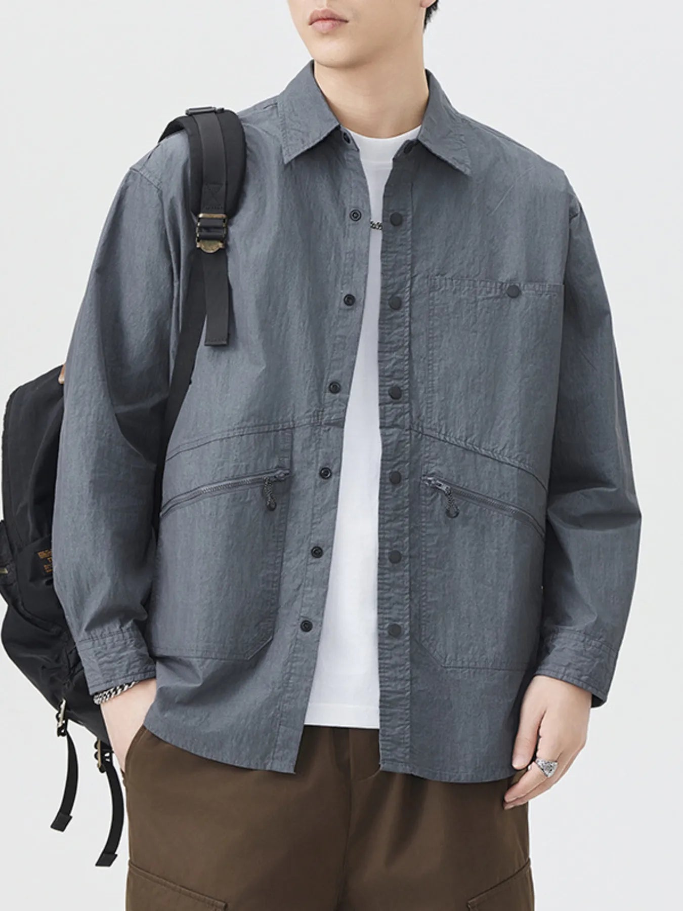 Men's Plus Size Casual Lightweight Button Up Shirt